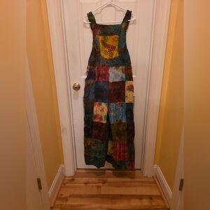 Rhea Bohemian Patchwork Tie-Dye Overalls